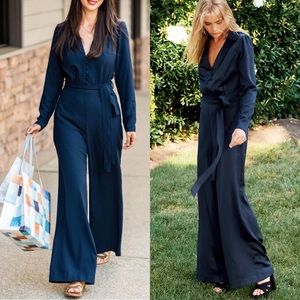 Happy Nature Kate Hudson Navy Blue Gem Jumpsuit - 8